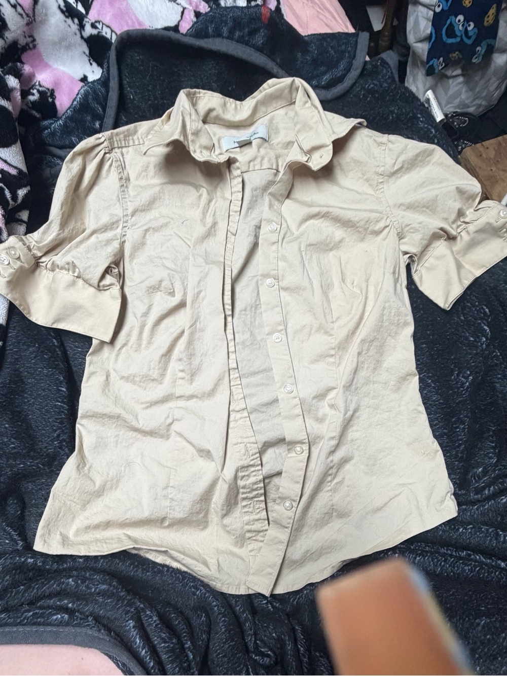 Merona Beige Short-Sleeve Button-Down Shirt